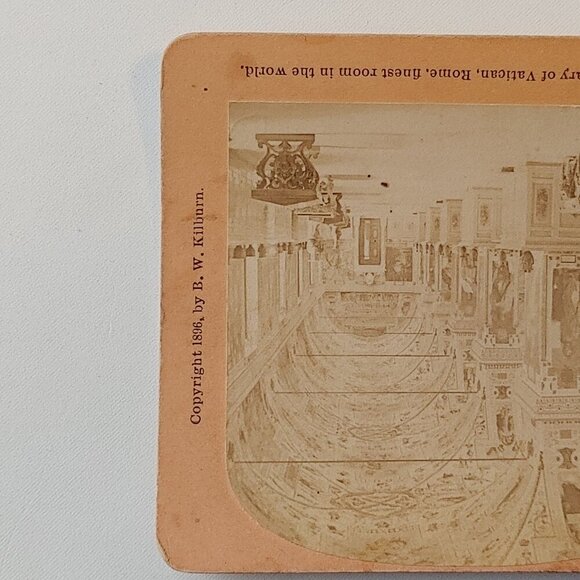 ANTIQUE STEREOGRAPH Card Library of Vatican Rome James M. Davis 1896 - Picture 4 of 5